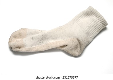 dirty sock on a white background