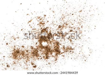 Dirty soil on white background, natural soil texture