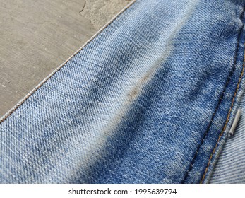 Dirty Stains On The Collar Of A Shirt Made Of Jeans