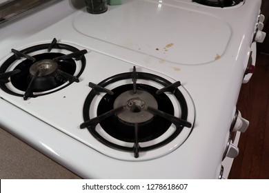 Dirty Stovetop In Kitchen.                                