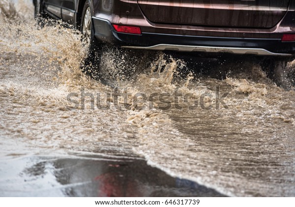 dirty water splash
after vehicle roaring by