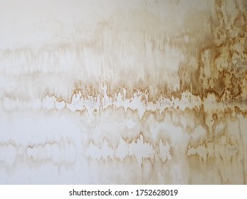 Dirty Water Stain On Cracked Texture Wooden Wall Background.