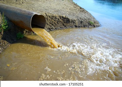 Dirty water stems from the pipe polluting the river