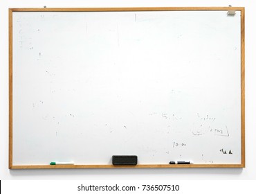 Dirty white board isolated on white background