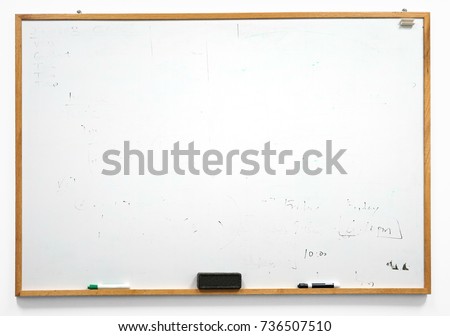 Dirty white board isolated on white background