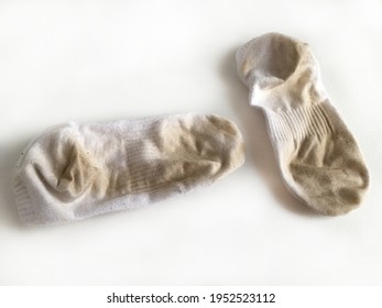 Dirty White Socks On White Background