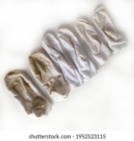 Dirty White Socks On White Background