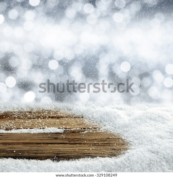 Dirty Wooden Desk Space Snow Space Stock Photo Edit Now 329108249