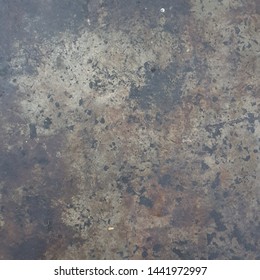 Dirty Workshop Concrete Floor Finish With Oily Stain, Micro Dusts And Tiny Cracks