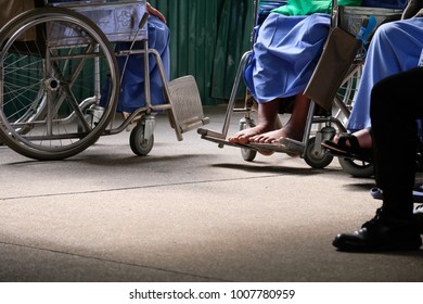 Disabled Elderly Sitting In A Wheelchair At The Veterans General Hospital