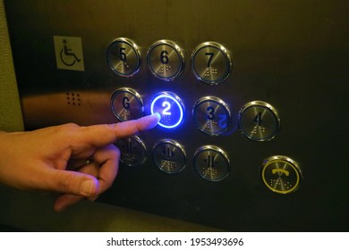 The Disabled Elevator Button With Braille Code Of The Elevator. Universal Design. Soft Focus. Technology, Sign And Symbol Concept.