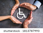 Disabled Icon. Worker Injury And Disability. Hands Protecting
