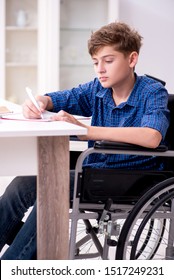 Disabled Kid Preparing For School At Home