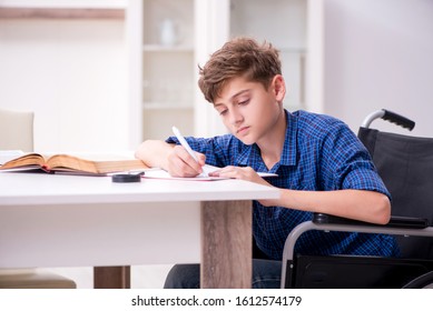 Disabled Kid Preparing For School At Home