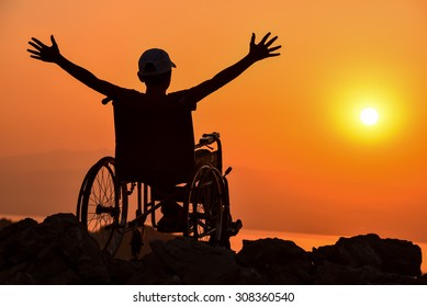 disabled man and to happy