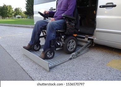 Disabled Men on Wheelchair using Accessible Vehicle with Lift