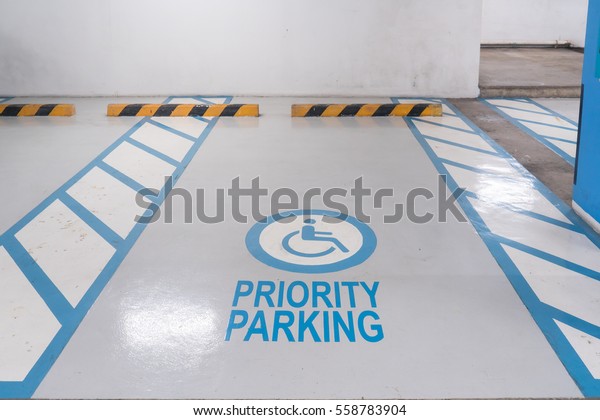 Disabled parking in car\
park building.