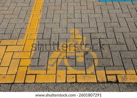 disabled parking symbol, disabled parking, symbol printed on asphalt, parking reserved for disabled cars and their companions, road signs for highway code with prohibition to other cars