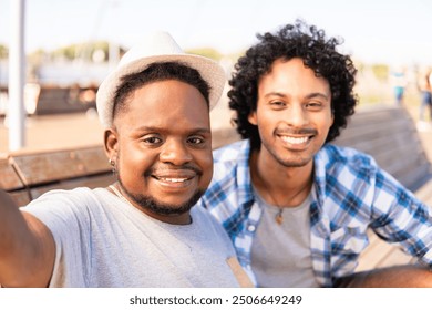 disabled person taking a selfie with friend
 - Powered by Shutterstock