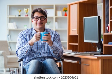 Disabled student studying at home on wheelchair - Shutterstock ID 1023504601
