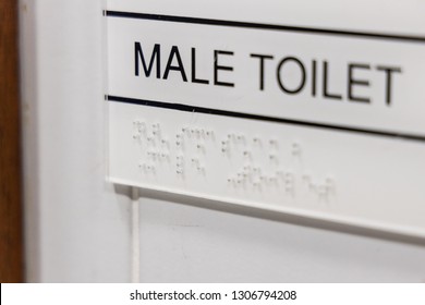 Disablility Friendly Toilet With Braille Tactile On Signage