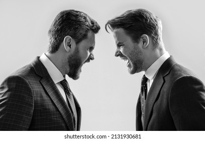 disagreed men business partners or colleague disputing aggressive and angry while conflict, rivalry