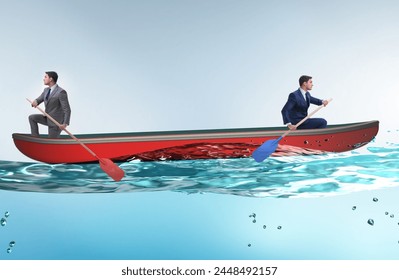 Disagreement concept with businessmen rowing in different direct - Powered by Shutterstock