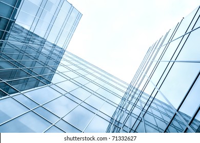 disappearing glass office buildings in the morning, wide angle view - Shutterstock ID 71332627