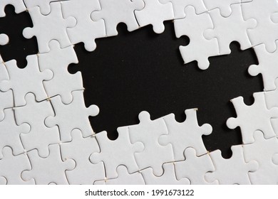 Disassemble Incomplete White Jigsaw Puzzle Pieces Stock Photo ...