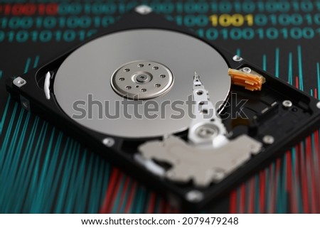 Disassembled hard drive from computer hdd and reader arm