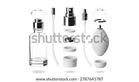 Disassembled perfume bottle and atomizer