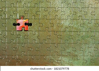 Disassembled Puzzle With A Last Wrong Piece Impossible To Fill