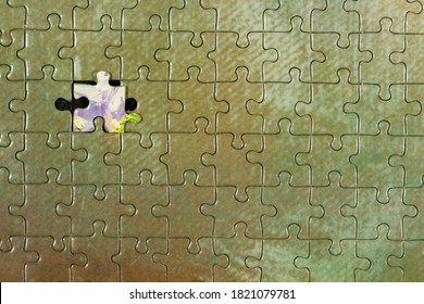 Disassembled Puzzle With A Last Wrong Piece Impossible To Fill