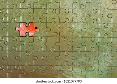 Disassembled Puzzle With A Last Wrong Piece Impossible To Fill