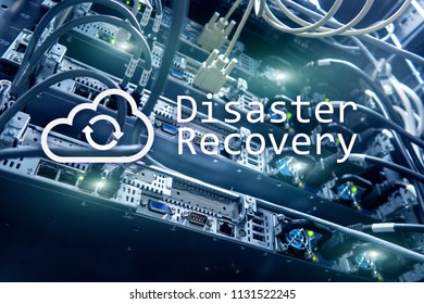 DIsaster Recovery. Data Loss Prevention. Server Room On Background.