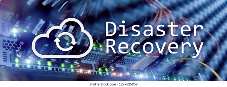 DIsaster Recovery. Data Loss Prevention. Server Room On Background.