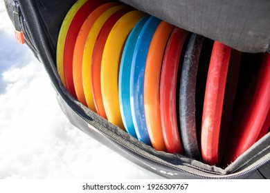 Disc golf discs in the bag