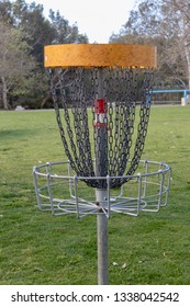 Disc Golf Target Net In A Park 