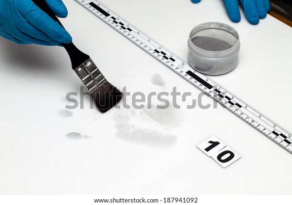 Disclosure of forensic evidence using\
fingerprint powders.