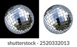 Disco ball on black an white background