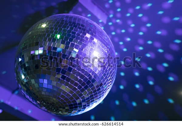 Disco Ball Reflecting Purple Green Lights Stock Photo Edit