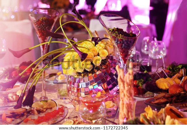 Disco Ball Yellow Roses Purple Callas Stock Photo Edit Now