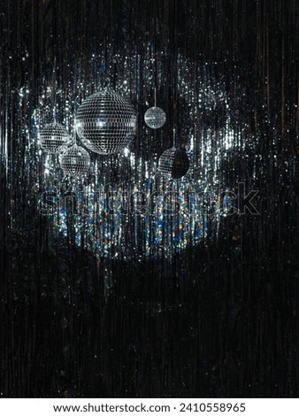 Disco balls on a silver background. Colorful disco 