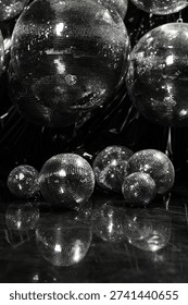 Disco mirrorball installation background creating nightlife party atmosphere
