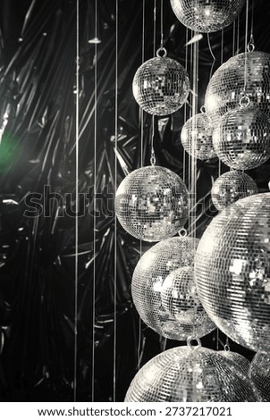 Disco mirrorball installation background creating nightlife party atmosphere