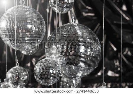 Disco mirrorball installation background creating nightlife party atmosphere