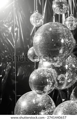 Disco mirrorball installation background creating nightlife party atmosphere