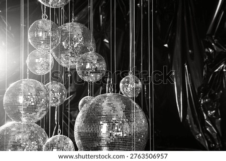Disco mirrorball installation background creating nightlife party atmosphere