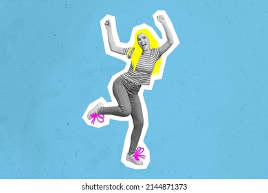 Disco woman dancing eighties style 80s yellow drawing hairstyle Pop artwork retro illustration vintage sketch cartoon - Shutterstock ID 2144871373