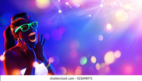 Disco Woman - Neon Makeup - Funny Scream